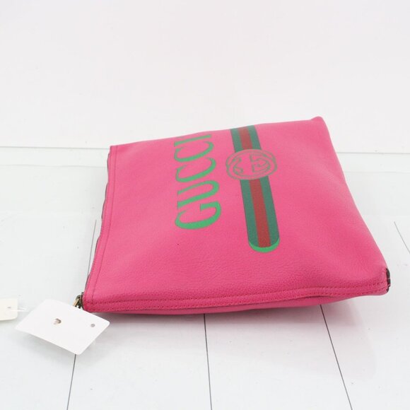 Authentic Gucci Hot Pink Vintage Logo Portfolio Pouch Clutch - Picture 4 of 13